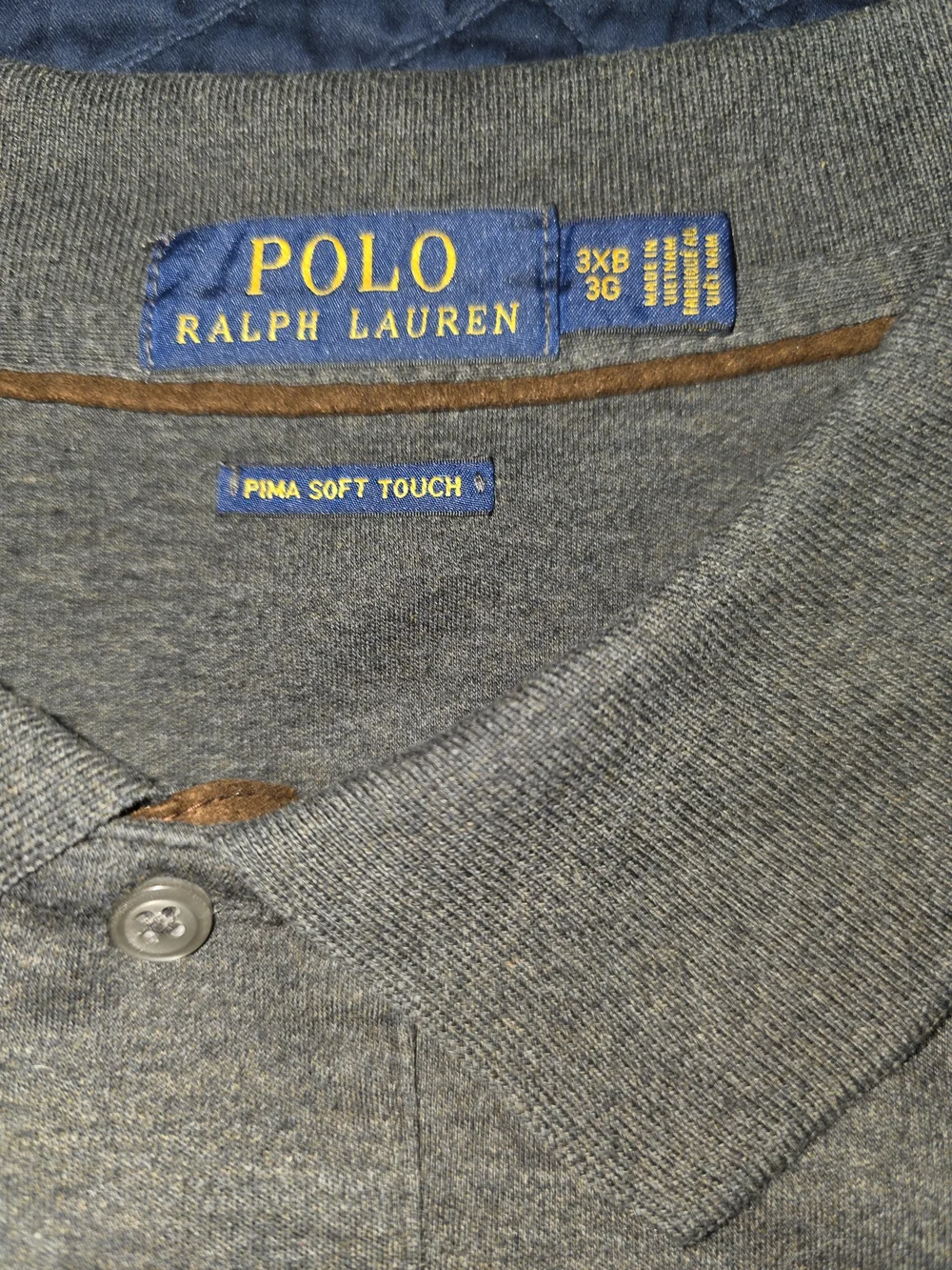 3XB Polo by Ralph Lauren Dark Charcoal Long-Sleeve Polo PIMA SOFT COTTON NICE